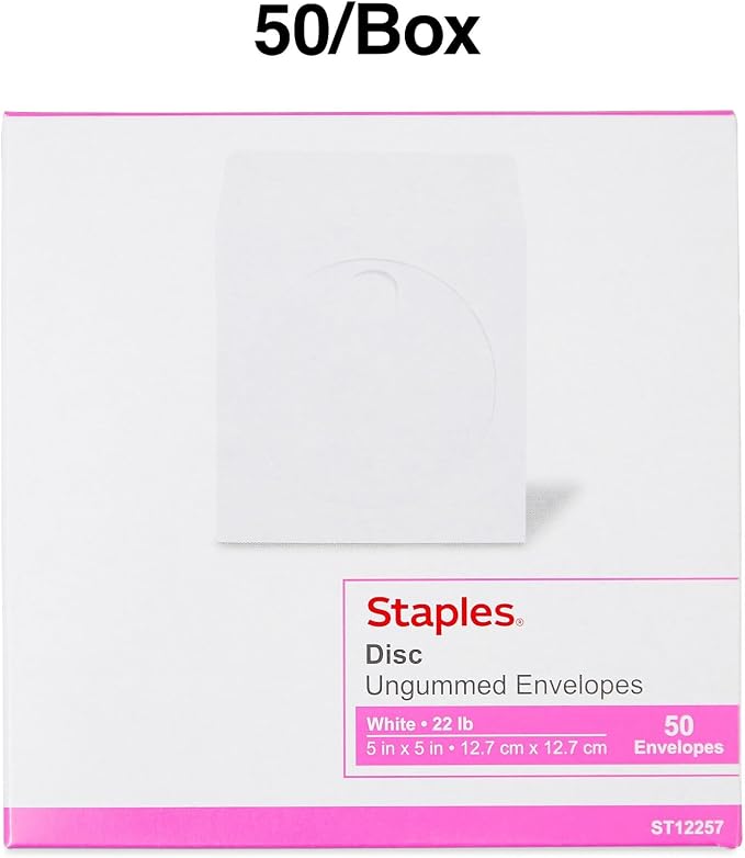 Staples 5 x 5 White Open‑End CD/DVD Envelopes, Protective Media Sleeves - Image 4