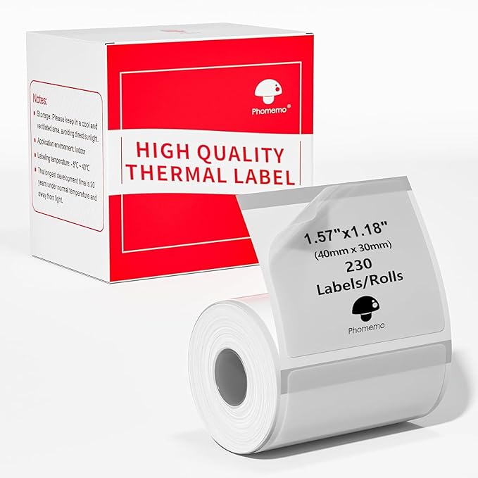 Phomemo Transparent Thermal Label Paper, 1.57"x1.18", 230 Labels/Roll by Phomemo