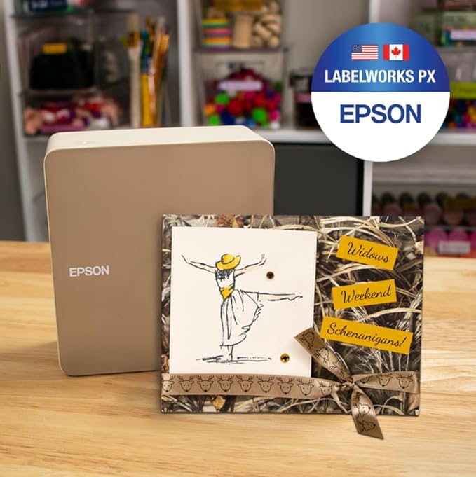 Epson LABELWORKS 224BMYPX Genuine PET (Polyester) Tape Cartridge - Black on Matte Yellow Designer Craft Label Maker Tape - 1" (24MM) Wide, 26'-DeskLoop Office