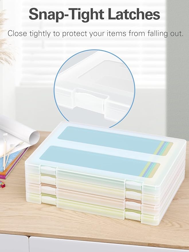 4-Pack A4 Plastic Paper Organizer Box, Scrapbook Storage - Image 3