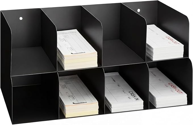 Gisafai Metal Check Sorter Organizer 8 Pocket, 2 Tier Black Iron Document Holder by Gisafai