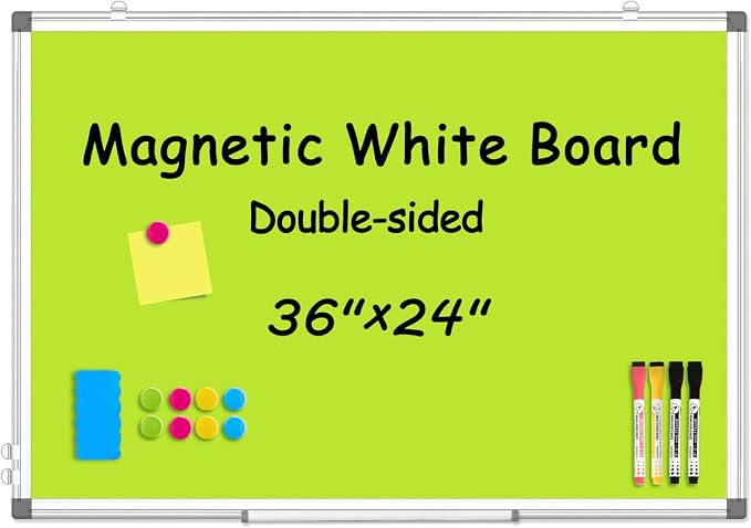 WALGLASS Magnetic Whiteboard 36"x24" Dry Erase White Board by WALGLASS