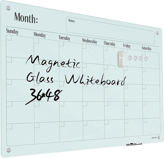 Magnetic Glass Monthly Calendar Whiteboard by Unknown