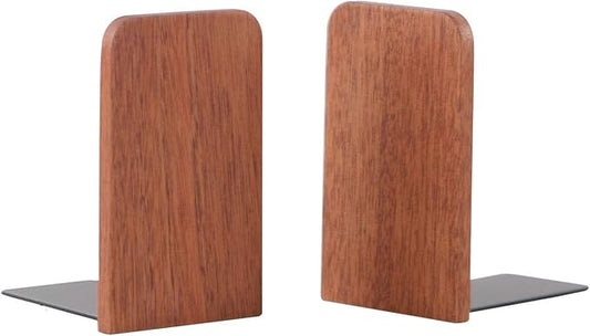 Muso Wood Book Ends for Shelves, Non-Slip Bookends, Heavy Duty Wooden Bookend by Musowood