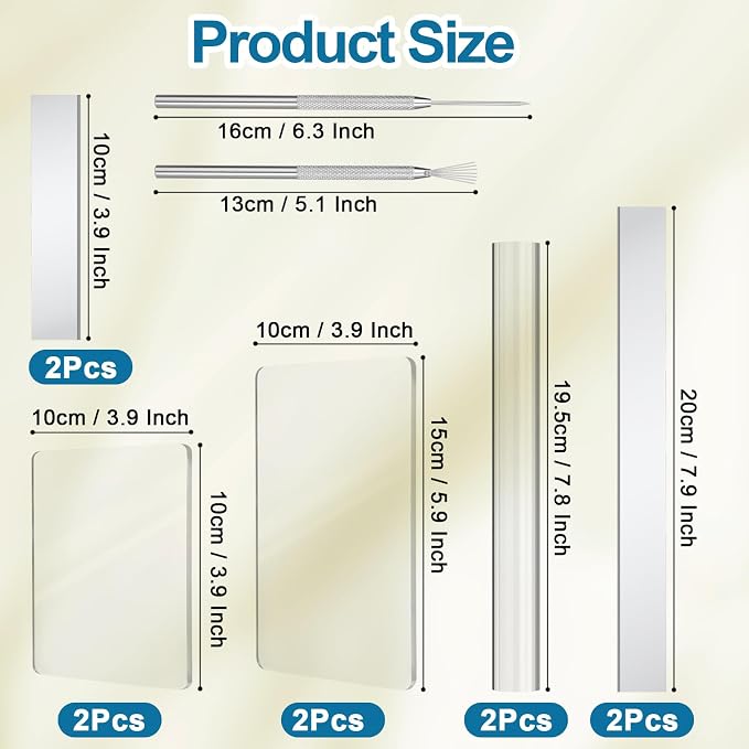 Amrules Clay Tools Kit, Rectangle Shape Acrylic Press Board and Roller Pin - Image 2