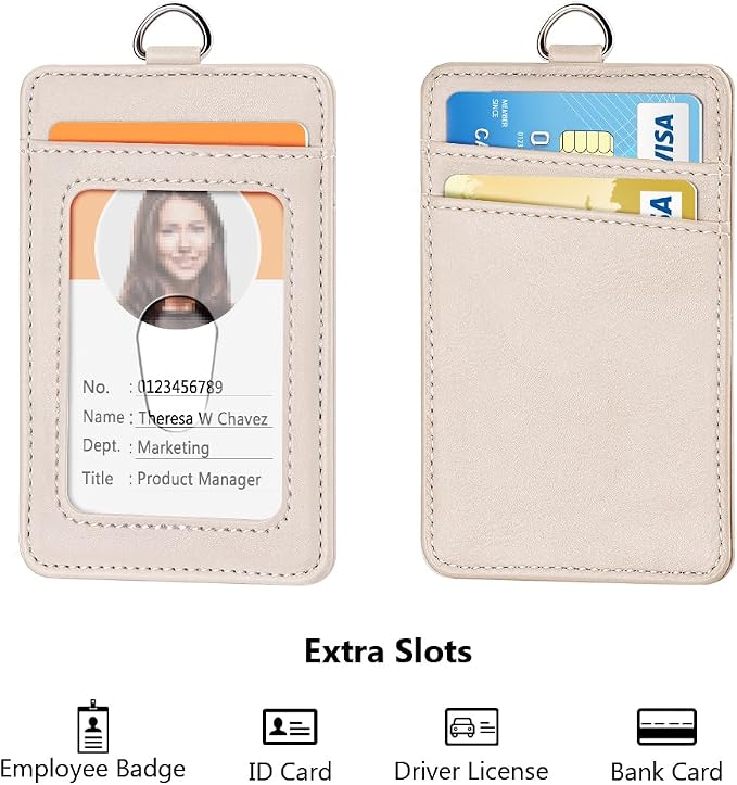 Leather Badge Holder and Adjustable Retractable Lanyards, Quick Release Buckle - Image 3