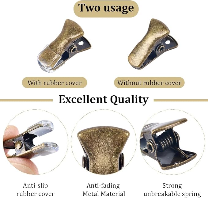 CRASPIRE 35Pcs Metal Alligator Clips Antique Bronze Mini Sweater Clamps Spring - Image 5