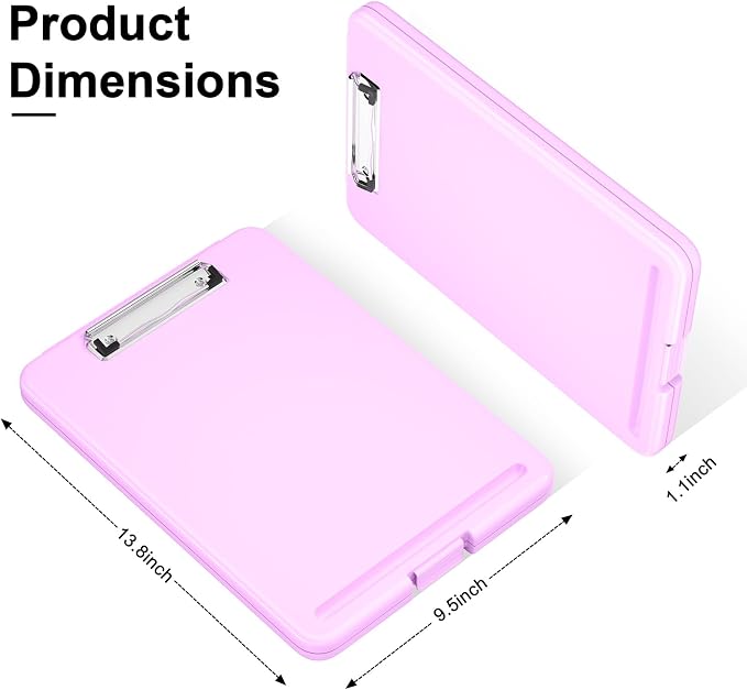 Hongri Clipboard with Storage, 8.5 x 11 Clip Board Foldable, Pale Pink | Bottom - Image 2