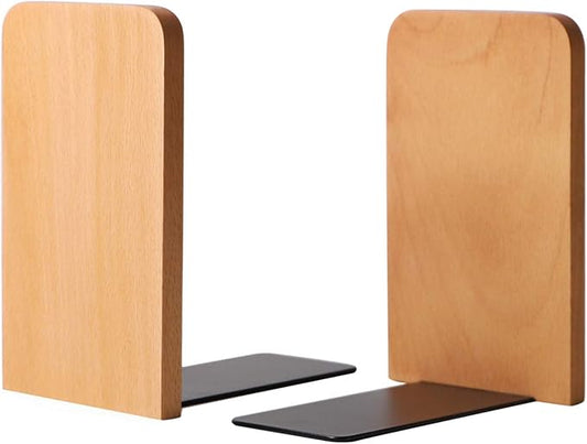 Muso Wood Book Ends for Shelves, Non-Slip Bookends, Heavy Duty Wooden Bookend by Musowood