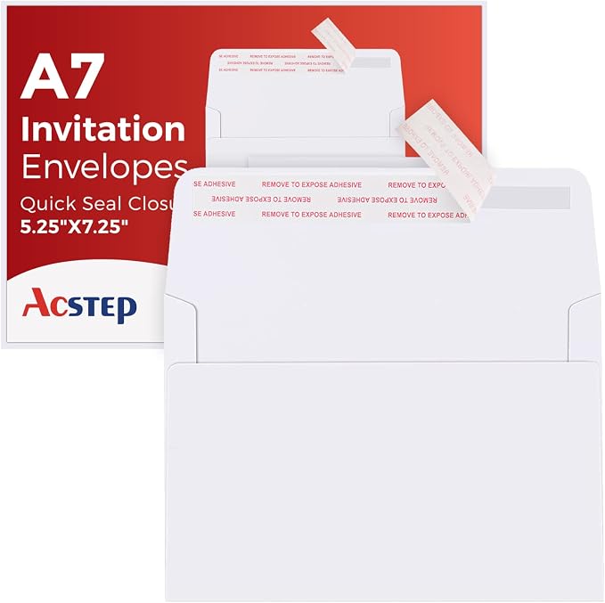 ACSTEP 500PACK 5 X 7 Envelopes, Invitations, Greeting Cards Mailing, Baby Shower by ACSTEP