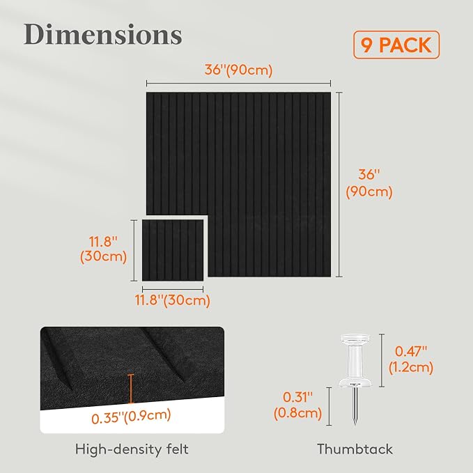Lifewit Felt Slatted Bulletin Board, 9 Pack Self-Adhesive Panel, Cork Board - Image 3