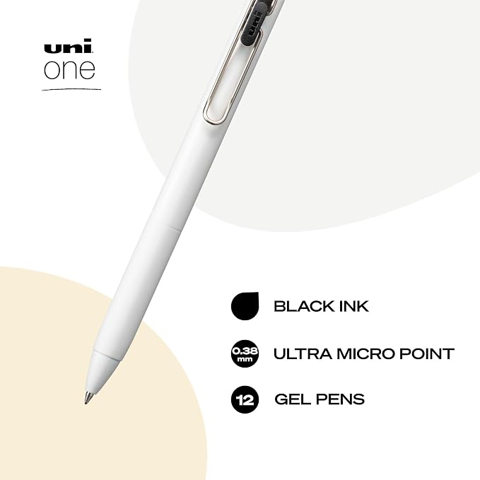 Uniball One Gel Pen 12 Pack; 0.38mm Ultra Micro Black Pens; Gel Ink Pens | - Image 2
