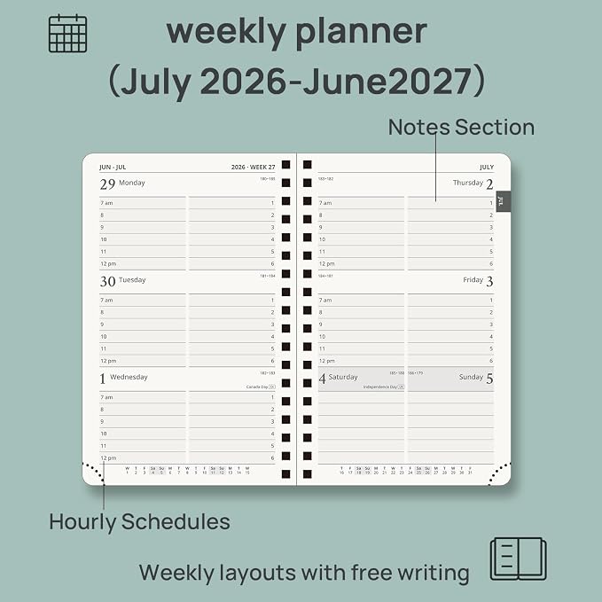 POPRUN Pocket calendar 2026-2027, pocket planner Jul 2026-Jan 2027, 6.5" x 3.5" - Image 3