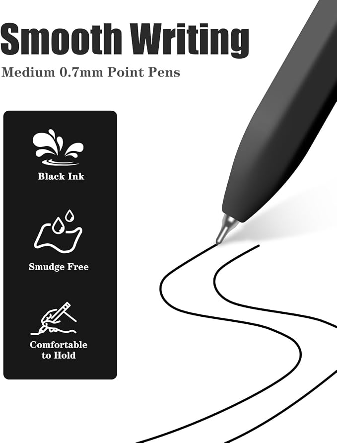 Piochoo Ballpoint Pens, 0.7mm Retractable Pen, Medium Point Pen Set - Image 4
