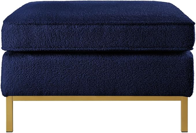 24KF Large Square Couch Ottoman for Living Room, Upholstered Teddy Fabric Padded Cushion Ottoman Table,Large Foot Rest,5088-Teddy Navy-DeskLoop Office
