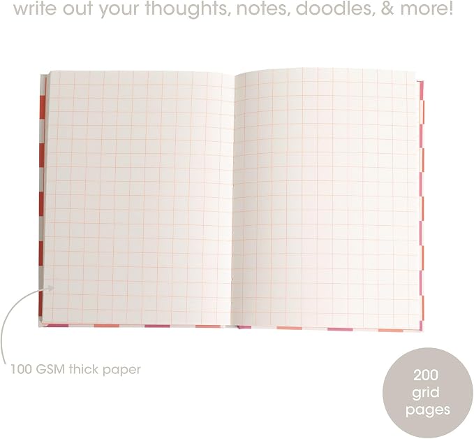 Pearhead Pink & Orange Star Cutout Hardcover Graph Notebook, 6.25x8.25 Grid - Image 4