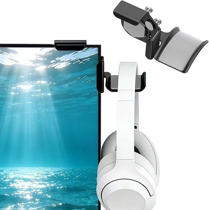 Monitor Stand for Headphones and Headsets, Clamp-On Adjustable Headset Holder by SIROLISA