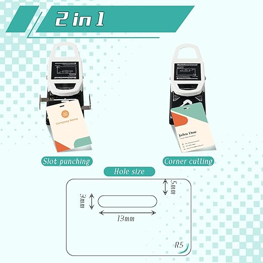 2 in 1 ID Badge Slot Hole Punch 3 x 13 mm and R5 Card Corner Trimmer Dual Use - Image 3
