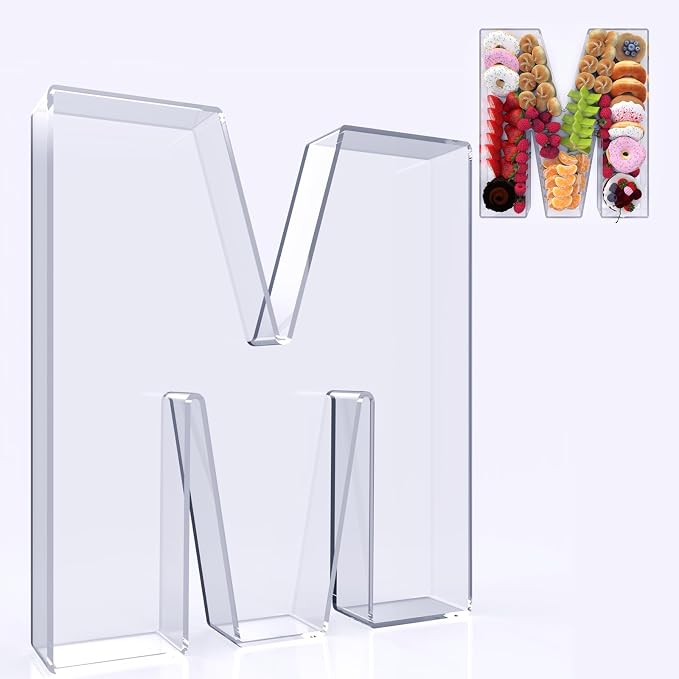 11" Acrylic Letter Charcuterie Box, Reusable Fillable Alphabet Number Shaped by RUFHVTY