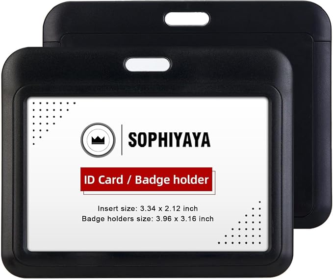12 Pack Sliding Horizontal Badge Holder Hard Plastic Key Card Work Badge Sleeve by SOPHIYAYA