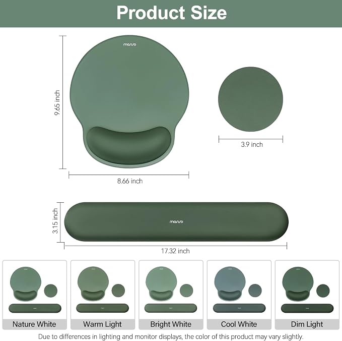 MOSISO Wrist Rest Support for Mouse Pad&Keyboard Set, Circle Curved Ergonomic - Image 7