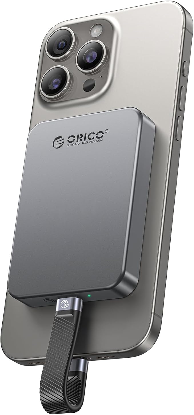 ORICO 2TB Magnetic Portable SSD, Aluminum Alloy, 4K 120 fps ProRes HDR Record and Store, Up to 2000MB/s, External Solid State Drive, Compatible with iPhone 16 Pro Max, Tablet, Computer - K20