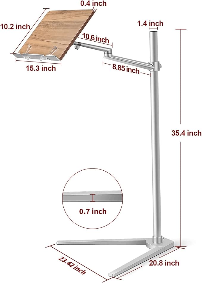 Bookstand, Rotating Holder for Laptop/Tablet/Phone, 2 Spring Clips - Image 3