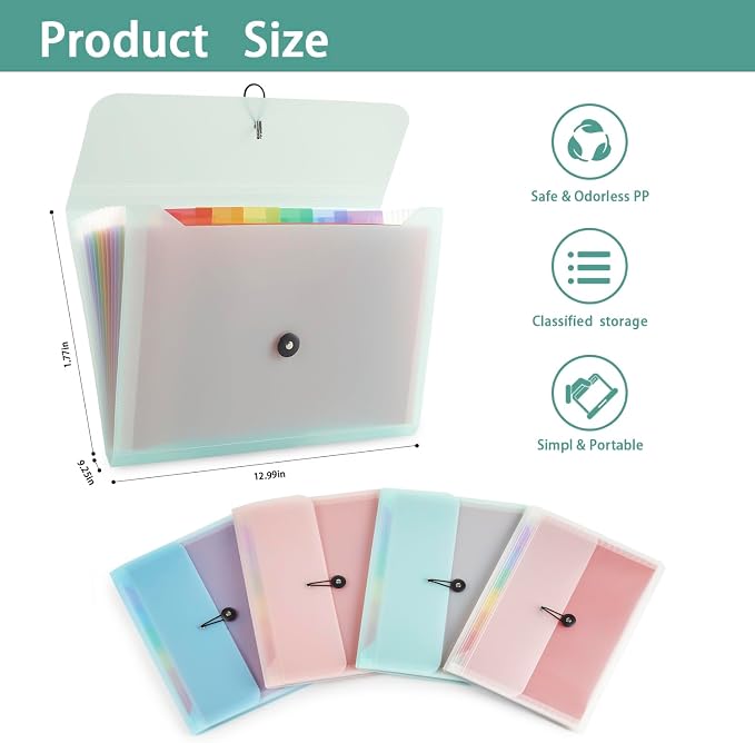 Expanding File Folder File Organizer 13 Pocketsr Accordion Filing Folder - Image 3
