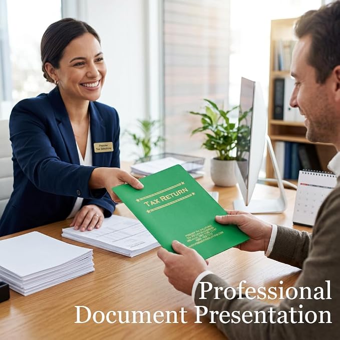 Tax Return Pocket Folders, Custom Printed Gold Foil Presentation Covers - Image 6