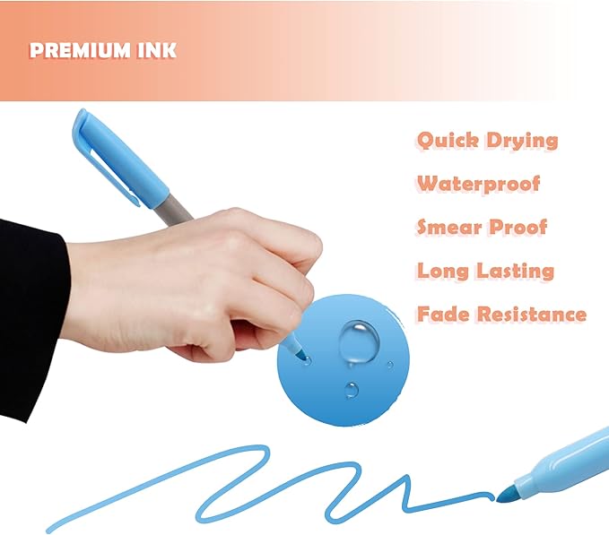 Permanent Markers 72 Assorted Colors - Waterproof Colored Pens Set 45 Fine Tip, 8 Ultra Fine, 8 Chisel Tip, 6 Neon, 5 Metallic Markers Home Office School Supplies for Kids, Adults Coloring-DeskLoop Office