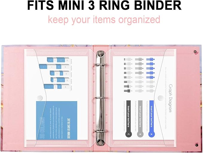 8.5x5.5 Binder Pockets, Poly Mini Binder Pocket 5.5 x 8.5 inches, 7-Hole Punched - Image 3