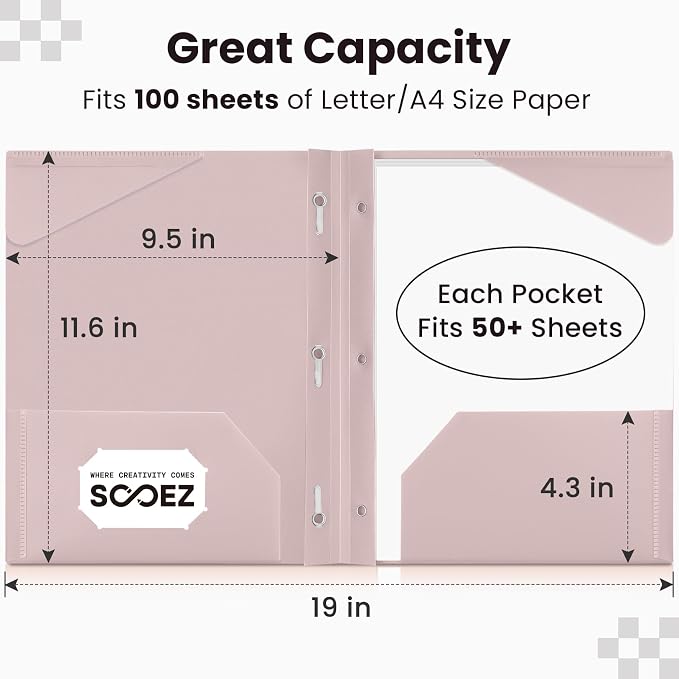Sooez Folders with Pockets and Prong, 6 Pack, File Folders with Prongs - Image 4