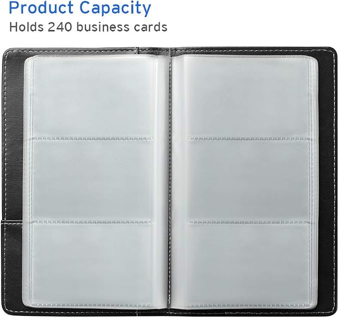 Sooez Leather Professional Business Card Book Holder Organizer, 240 Capacity - Image 3
