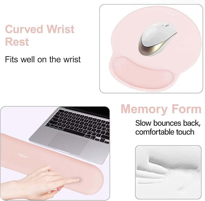 MOSISO Wrist Rest Support for Mouse Pad&Keyboard Set, Circle Curved Ergonomic - Image 4