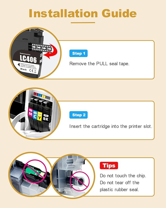 LC406 Ink Cartridges Compatible with Brother MFC-J4335DW MFC-J4535DW MFC-J5855DW MFC-J6555DW (LC406BK, LC406C, LC406M, LC406Y, 4-Pack)-DeskLoop Office