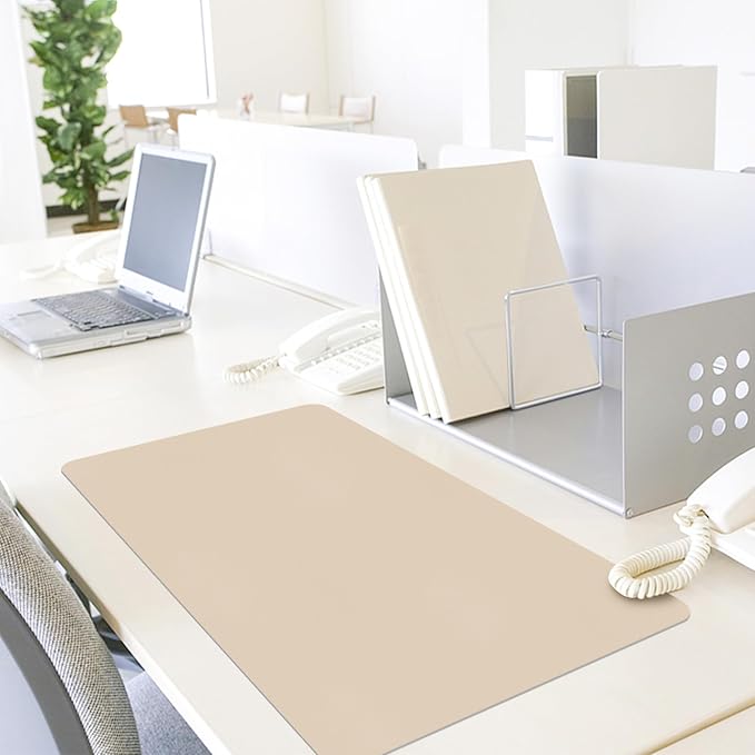 Non-Slip Desk Pad Mat, Leather Beige Desk Mat - Image 8