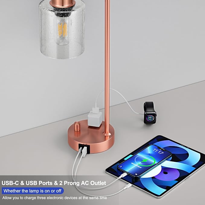 Innqoo Copper Industrial Bedside Table Lamp - Image 3