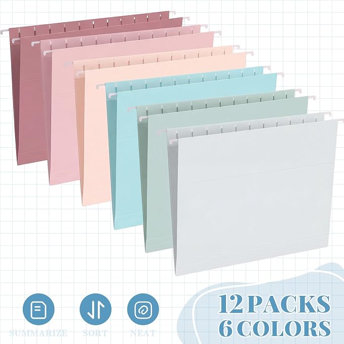 12 Pack Decorative Hanging File Folders, Letter Size - Image 2