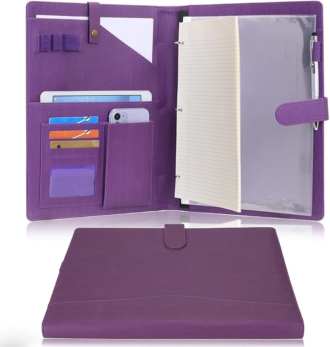 Wonderpool A4 PU Leather Portfolio Holder Ring File Document Case by Wonderpool