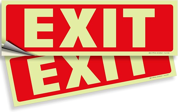 iSYFIX Exit Glow in the Dark Sign Stickers – 2 Pack 12x4 Inch – by iSYFIXPREMIUMSIGNS
