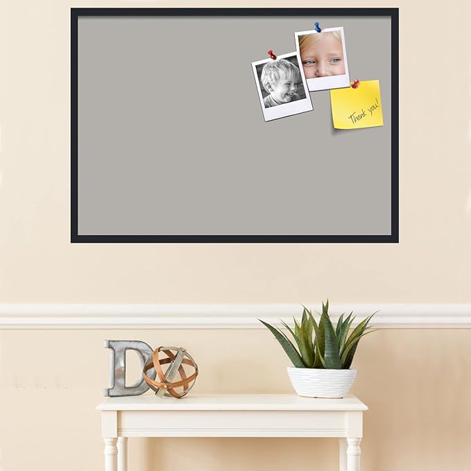 PinPix 40x28 Inch Cork Bulletin Board. This Decorative Framed Pin Board Comes with Dark Stone Design and a Satin Black Frame. Ideal for Home Office Decor or Message Board (PinPix-1808)-DeskLoop Office