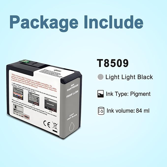 T850 Ink Cartridge T8509 T850900 Remanufactured Work for SureColor P800 (1-Pack, Light Light Black)-DeskLoop Office