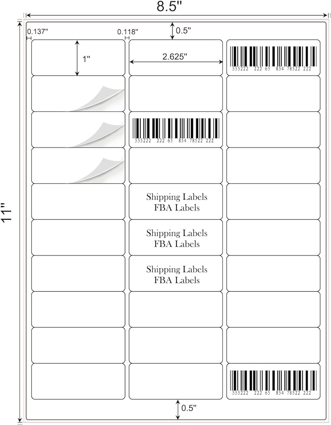 1" x 2-5/8" Address Labels 900 Labels Sticker Paper - Image 2