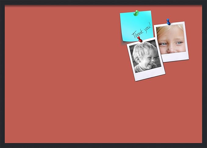 PinPix 40x28 Inch Cork Bulletin Board. This Decorative Framed Pin Board Comes with Crimson Pastel Design and a Satin Black Frame. Ideal for Home Office Decor or Message Board (PinPix-1807)-DeskLoop Office