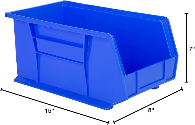 Hudson Exchange 15" x 8" x 7" Plastic Stackable Storage Bin and Hanging Container (Blue, 1 Pack)-DeskLoop Office