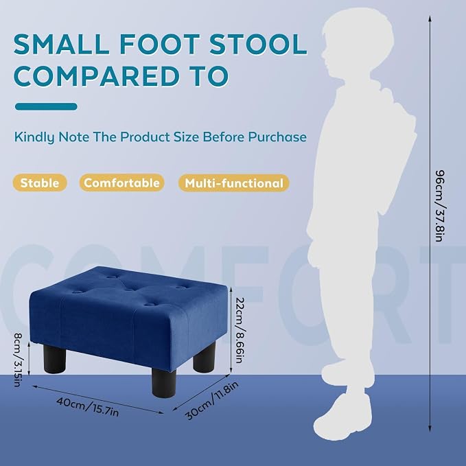 Small Foot Stool Ottoman, Velvet Footstool Ottoman Foot Rest - Image 2