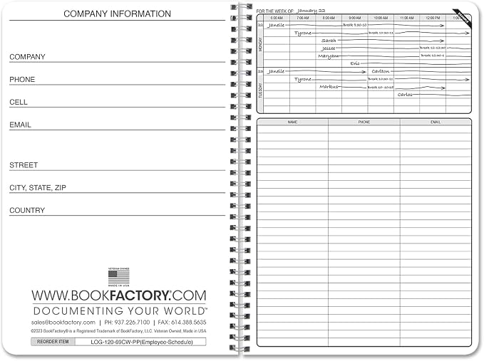 BookFactory Employee Work Schedule Planner/Business Employee Schedule Tracking - Image 2