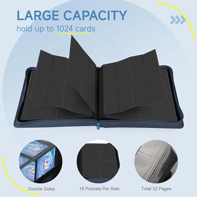 Card Binder with 1024 Cards, 16 Pocket Trading Card Binder Includes 32 Page - Image 4