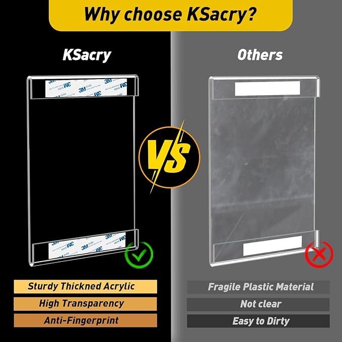 KSacry 30 Pcs Acrylic Sign Holder 8.5 x 11, Vertical Wall Mount Sign Holders - Image 6