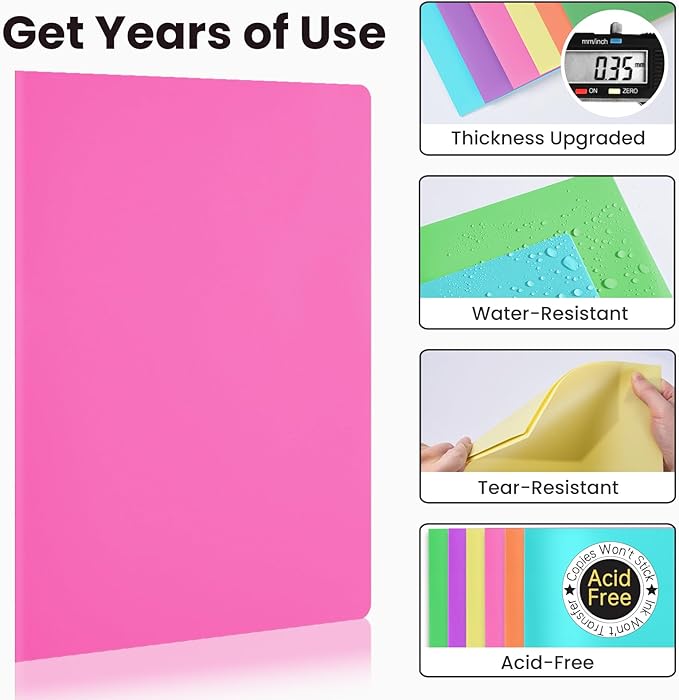 Sooez 6Pack Folders with Pockets, Pastels Colors, Heavy Duty Pocket Folder - Image 3